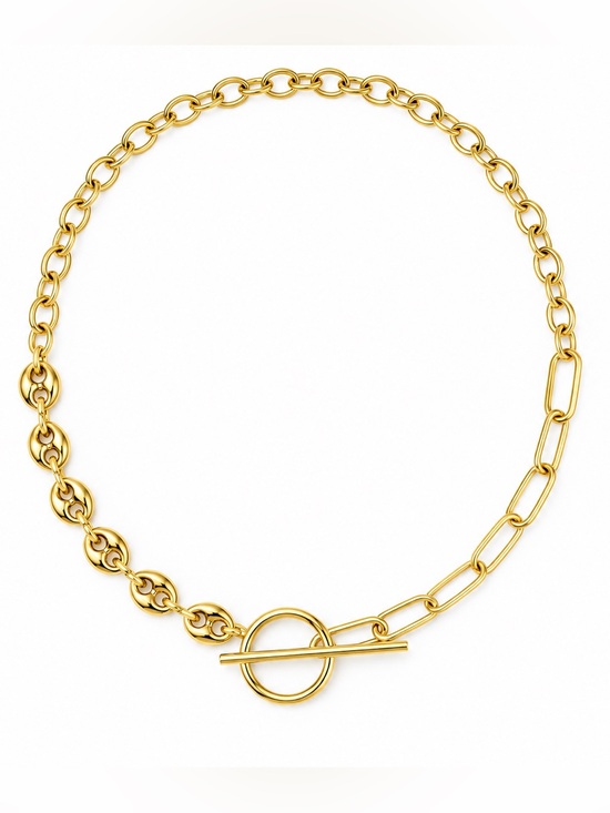 SC JEWELRY Jewelry - Mixed Coffee Bean & Paperclip Link Toggle Necklace | 14K Gold Plated Layered
